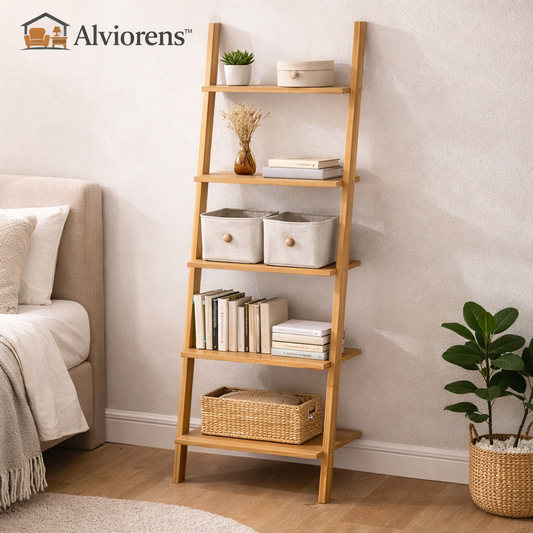 Alviorens™ Bamboo Ladder Shelf Organizer